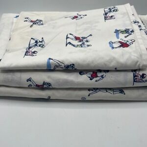 Pottery Barn All Star Sports Sheet Set Organic Cotton Football Soccer Lacrosse